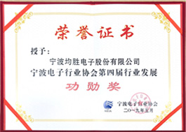 Outstanding Contribution to Industrial Development,  Fourth Ningbo Electronics Industry Association, 2019